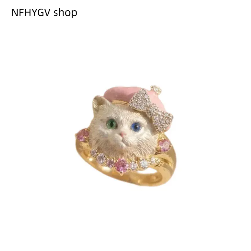 Cute 3D Teddy Dog and Cat Rings, Sparkly Crystal Animal Statement Rings, Adorable Pet Shaped Jewelry for Women, Dog Lovers