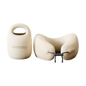 EVERYTHINK ES2 Travel Neck Pillow - Ergonomic U-Shaped Cervical Support for Sleeping on Planes, Cars, Office - Soft Memory Foam, Breathable Fabric, White