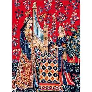 Needlepoint canvas for halfstitch without yarn Lady Unicorn Hearing MRC1531137 Margot de Paris Printed Tapestry Canvas