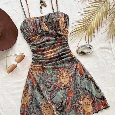 knee length dresses for ladies Bombshell, Japanese style, traditional pattern, medium mini, courtesan main image 0