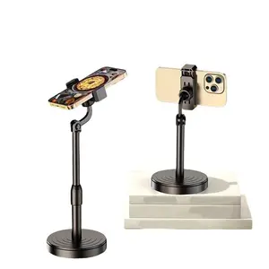 1 Adjustable Phone Stand - 360° Rotation & Full-Angle Adjustment, Foldable, Telescopic, Stable, Flexible & Portable Desktop Phone Holder Base, Ideal for Lazy Live Streaming/Car Use, Compatible with Samsung Galaxy, iPhone & Android - Anti-Shake Phone Stand