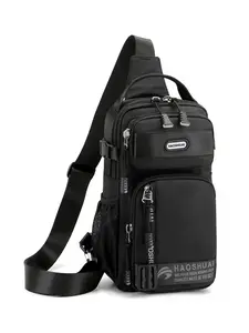 Functional Multi-Compartment Chest Bag, Men's Outdoor Casual Crossbody Backpack, Waterproof Durable Oxford Fabric, Large Capacity Shoulder Bag