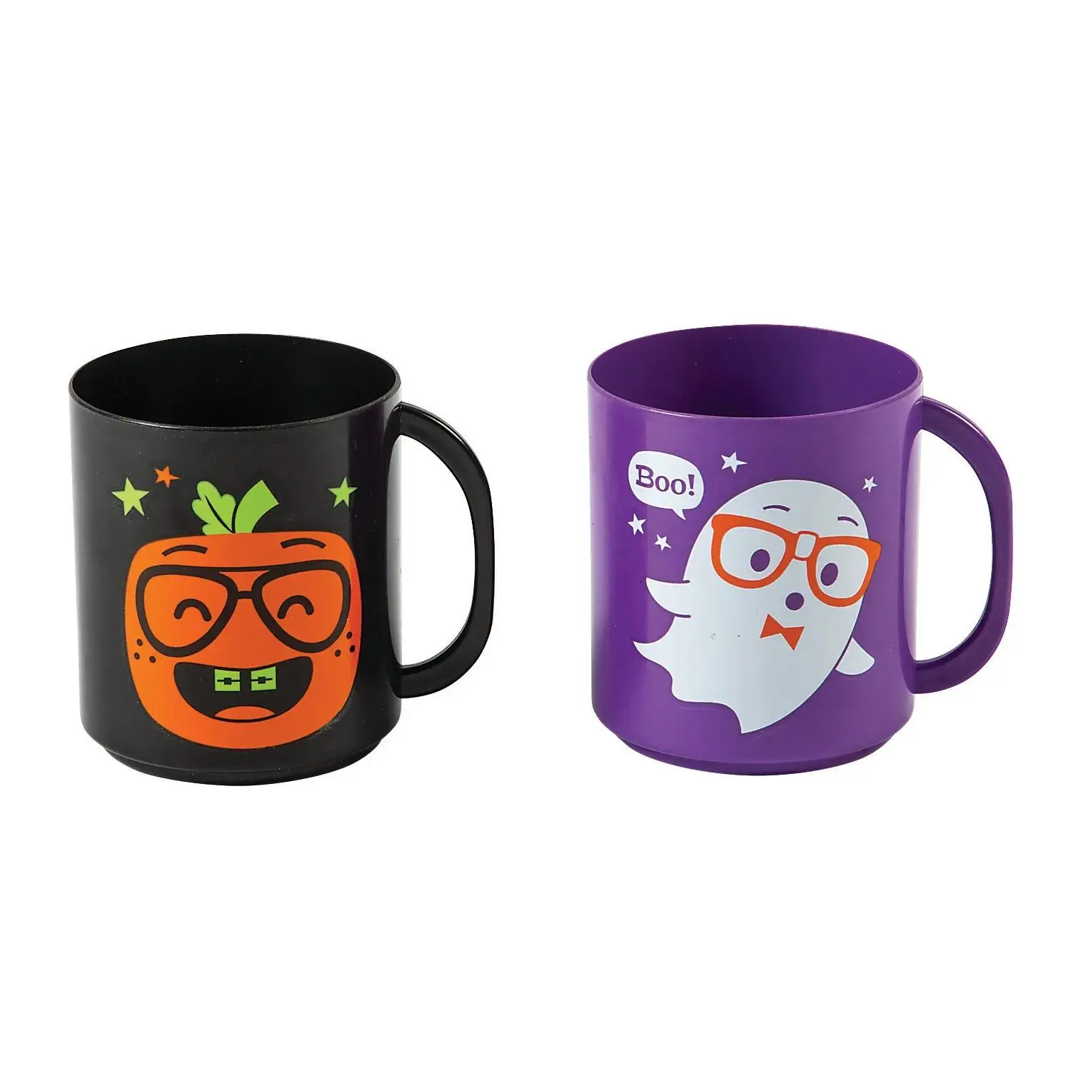 8 oz Cylindrical Small Halloween Character Plastic Festive Cups - 12 Pieces, Hand Wash, Party Use Supplies