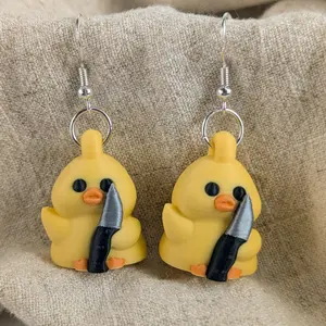 Stabby Duck Earrings - Tiny Ducks with Knives