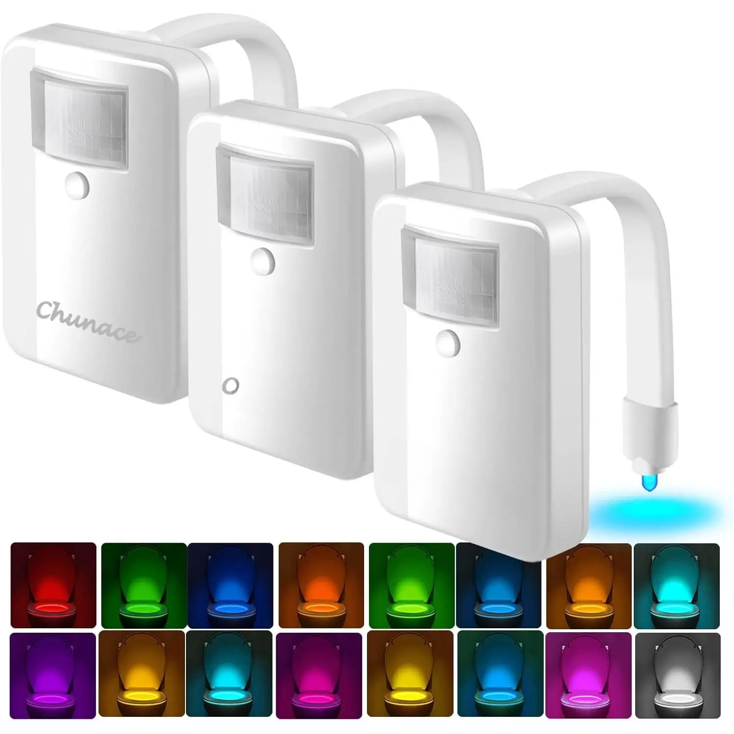 Toilet Night Lights 3 Pack with Motion Activated Sensor, 16 Color Changing LED Glow Inside Toilet Bowl, Cool Stuff for Bathroom Accessories Decor, Funny Housewarming Gadgets Gifts 2024