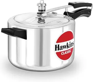 Hawkins 5L Classic Pressure Cooker Aluminium Inner Lid Silver with Durable Construction for Efficient Cooking - Cookware