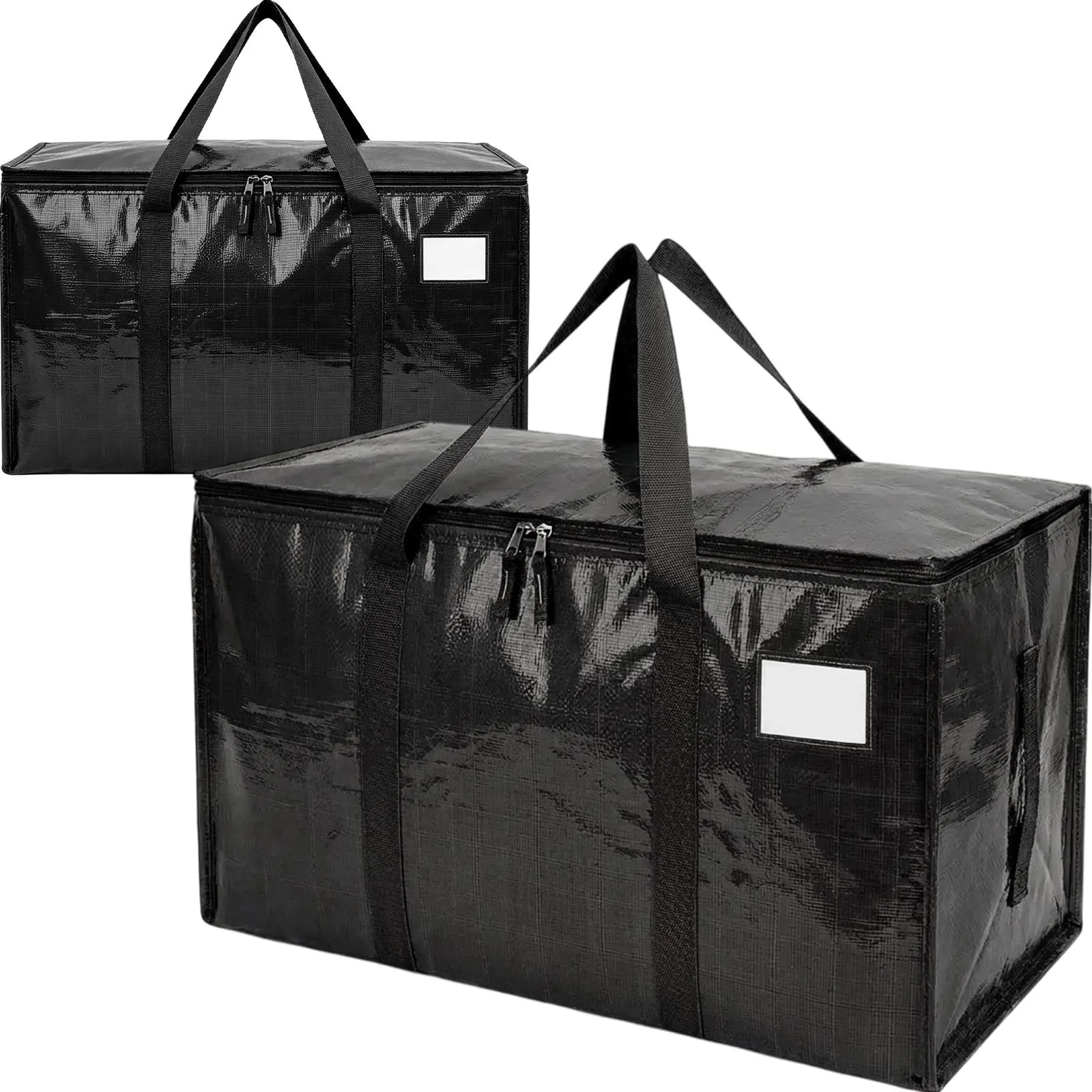 6 Pack Moving Bags Moving Storage College Dorm Camping Packing Travel PE Heavy Duty, Sturdy Handle, Zipper Large Storage Tote Bag Moving Boxes Box Alternative - Black