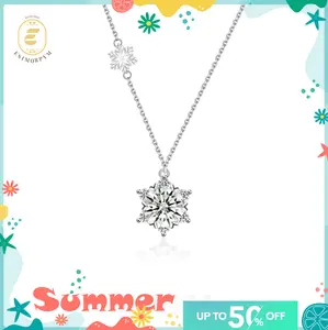 EOM Moissanite 1-2ct Ice Crystal Snowflake Pendant Necklace Wedding Engagement Anniversary Romantic Elegant Gift Daily Wear