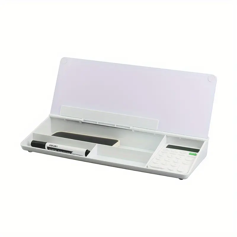 [Dry Erase Whiteboard] Glass Desktop Dry Erase Whiteboard With Storage Calculator, Office Partner To-Do List Whiteboard Marker