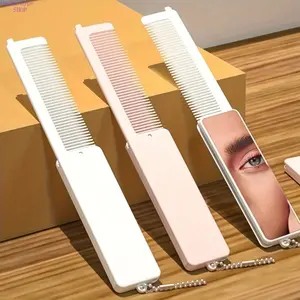 Portable Foldable Mini Makeup Mirror with Built-in Comb, 2-in-1 Compact HD Vanity Mirror for Travel, Daily Touch-Ups & On-the-Go Beauty Styling