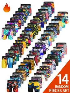 14 pcs KJFISTMU Men's Novelty Boxer Briefs Comfortable and Breathable Athletic-Style Boxer Briefs Tag-Free Moisture-Wicking Men's Underwear Combination Set