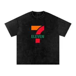 Ja'Marr Chase Acid Washed 100% Cotton T-Shirt with 7 Eleven Logo Design