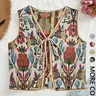 Women's Floral Pattern Tie Front Lightweight V Neck Sleeveless Casual Top, Casual Comfy Vest, Fashion Boho Sleeveless Outerwear for Beach Vacation Holiday, Ladies Clothes for All Seasons, Womenswear, Fitted Vneck Vest