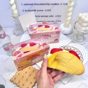 Strawberry Cake Roll Slow Rising Squishy Toy Cream Roll Fidget Toy Anti Stress Relief ASMR Sensory Toys for Kids and Adults Gift