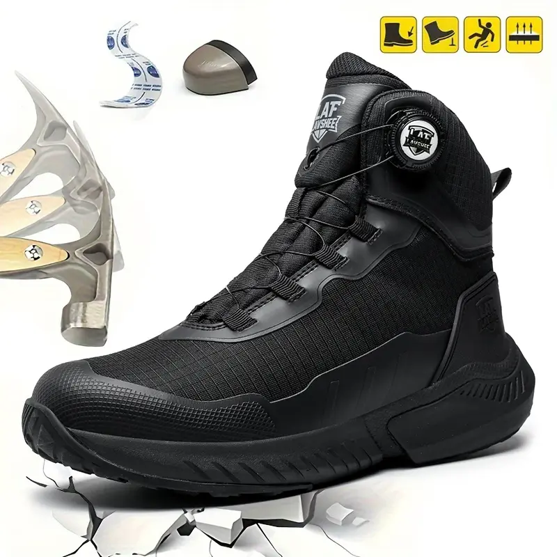 Men's High-Ankle Closed Steel Toe Trainers - Anti-Collision, Non-Slip, Puncture-Resistant, Breathable Walking Shoes for Worker All-Season Work & Safety Footwear, Anti-Collision Work & Safety Footwear