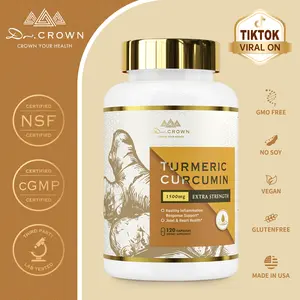 Dr. CROWN Turmeric Curcumin Supplement 1500mg with 95% Curcuminoids, Black Pepper & MCT Oil - 120 Capsules