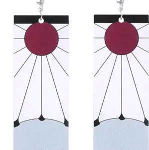 Anime Kamado Tanjiro Hanafuda Earrings - Kimetsu No Yaiba Hanafuda Earrings - Cosplay Accessories
