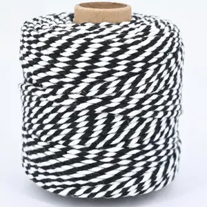 Black and White Cotton Twine String, 164 Feet, 2mm Thick, for Crafts Gift Wrapping Baking Holiday Decor
