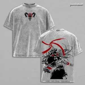 Ichigo Kurosaki Bleach Tee – Vintage Oversized Heavy Cotton Anime Manga T-Shirt, Double Printed Retro Unisex Streetwear Graphic Top, Soul Reaper Bankai Edition RJV