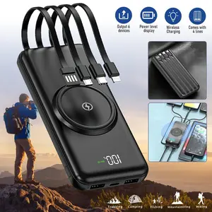 Portable Charger Power Bank - Battery with 4 Built-in Cables, 6 Outputs and 3 Inputs Fast Charging External USB-C Battery Pack, Compatible with iPhone, Samsung, AirPods and more!