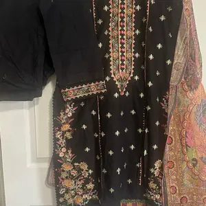 Bench mark embroidery black lawn medium size