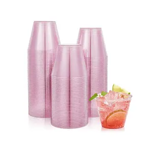 9oz Bulk Glitter Cups | Plastic Tumblers for Milkshake, Iced Coffee, Bubble Tea | Restaurant Supply