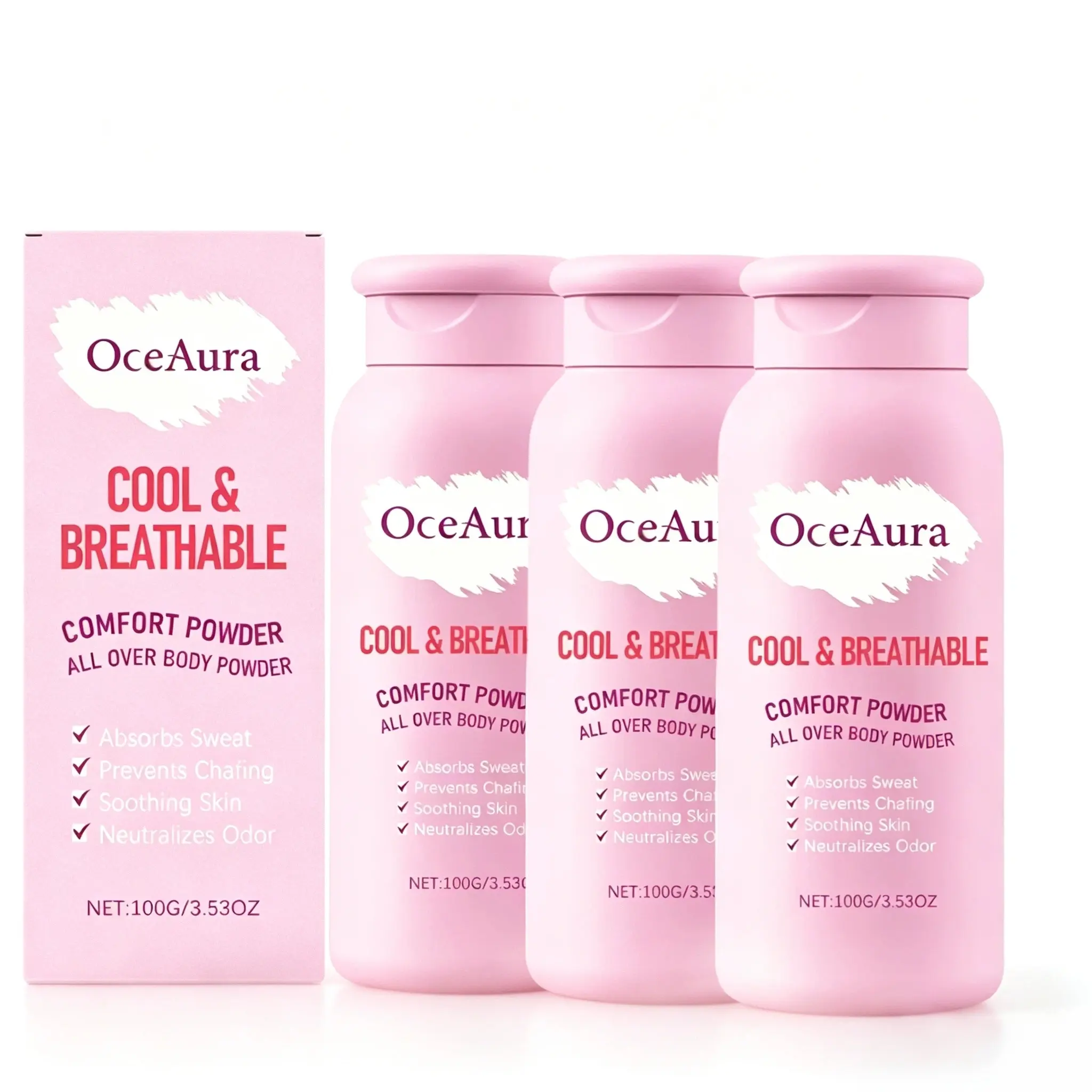 （3 bottles）Dry Talcum Powder Large Capacity Body Dusting Powder Talcum Powder for Skin Dryness Protection, Suitable for Families, Cool and Non-Sticky, Supercalming Powder Powder Pack Daily Storage Gentle happy curve