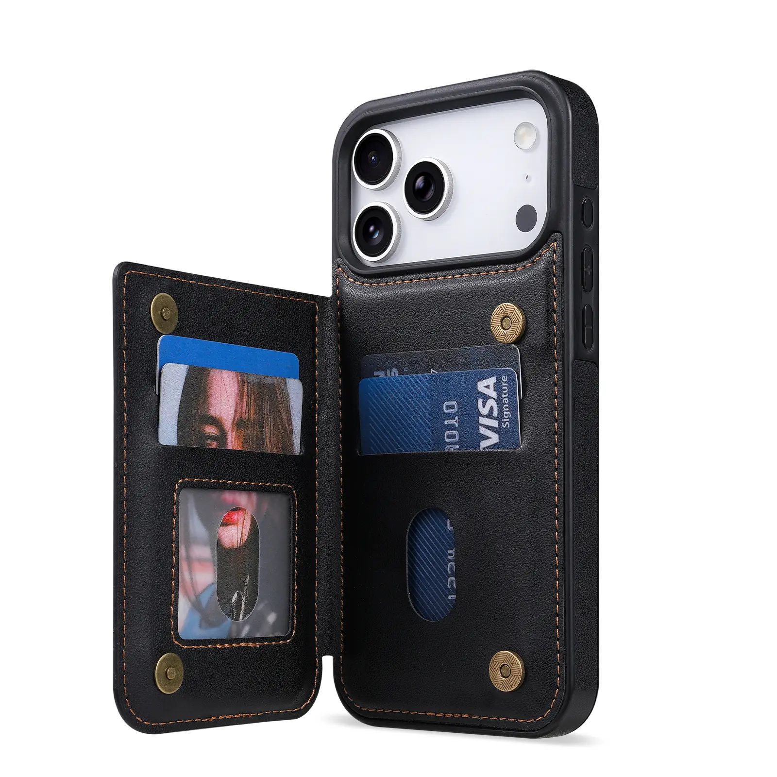 MagSafe Wallet Phone Case for iPhone 17 Air Pro Pro Max, 16/15/14 Plus Pro Pro Max, 13/12 Pro Pro Max & 11, 3-in-1 Faux Leather Flip Wallet Case with Card Holder Slots, RFID Blocking, Shockproof Protective Slim Folio Case with Stand for Men & Women