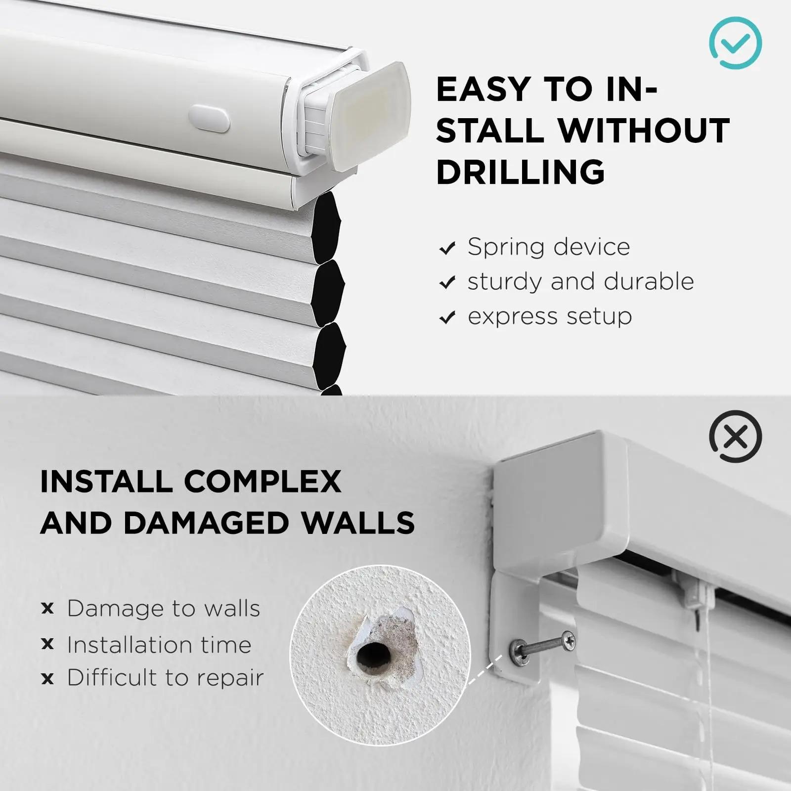 Top Bottom Cordless Window Blinds Blackout Honeycomb Cellular Shades for Indoor Windows No Drill No Tools Built-In Installation