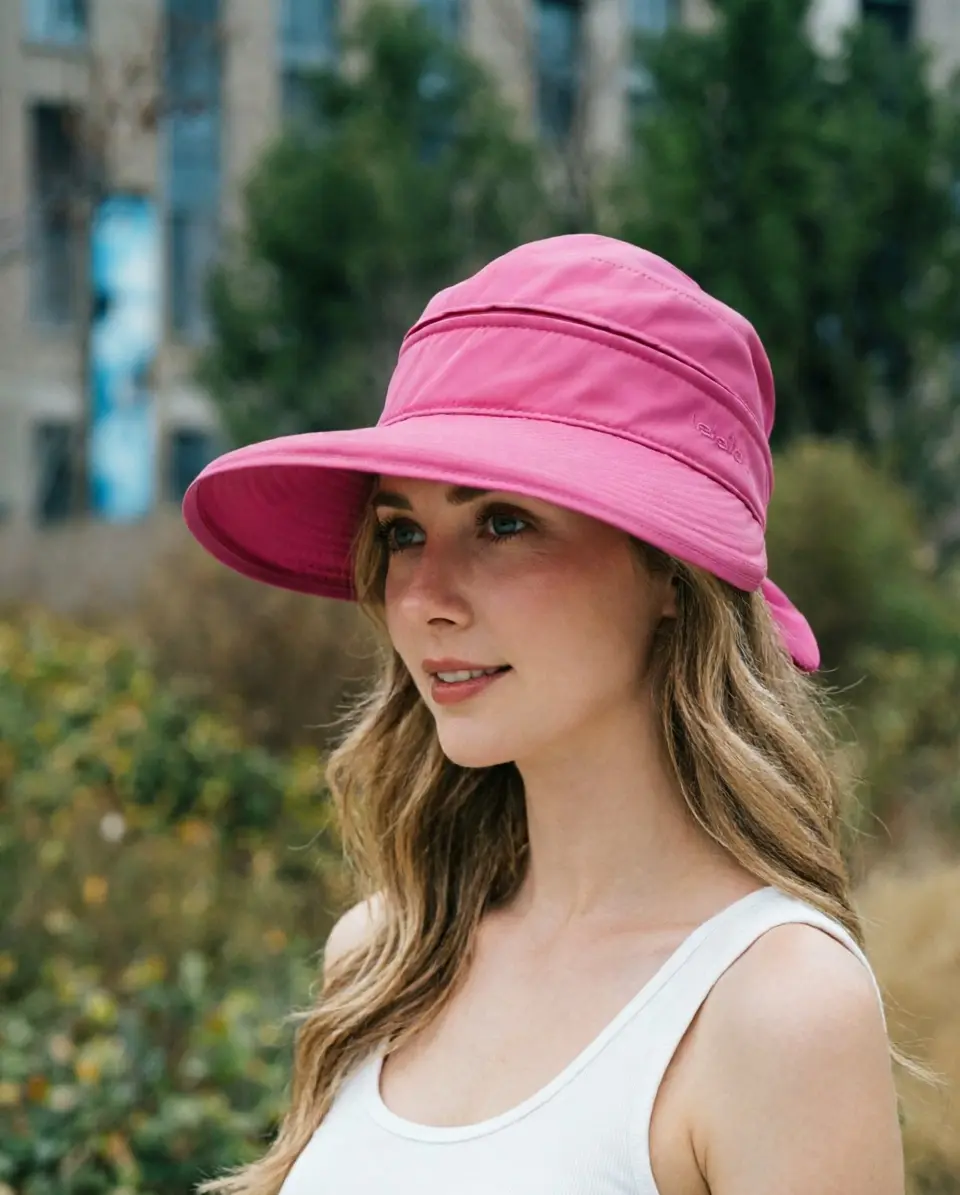 Women’s 2-in-1 Zip-Off Open-Top Sun Hat - Wide-Brimmed, UV-Protective, Windproof, Lightweight, Quick Dry, Ponytail-Friendly for Beach, Cycling (Sports & Outdoor Accessory)
