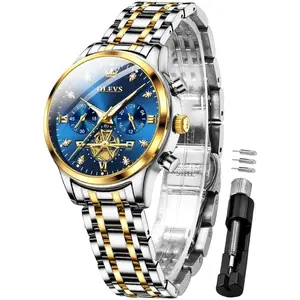 OLEVS Womens Watches Chronograph Luxury Diamond Dress Quartz Wrist Watches Stainless Steel Waterproof Luminous