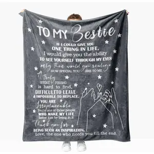 Best Friend Blanket for Women & Men, BFF Gifts for Women & Friends, Birthday & 50"x60" Grey Throw Blanket, Printed on One Side with a Plain White Back, Halloween Thanksgiving Christmas Gift