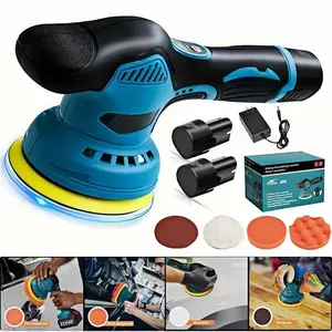 Cordless Car Buffer Polisher 12V with 2 Rechargeable Batteries, 8 Variable Speeds 2800‑5500RPM, 5" Dual Action Polisher for Car Detailing Waxing