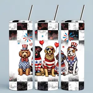Patriotic dogs| 20oz Skinny sublimation transfer print out (TRANSFER ONLY, NOT A FINISHED TUMBLER)
