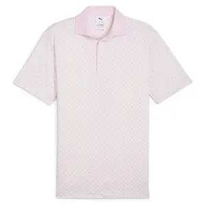 PUMA Mens X Arnold Palmer Checkered Golf Short Sleeve Golf Casual Casual Breathable - Pink, White