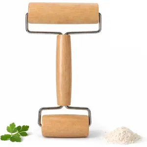 Small Wooden Non-Stick Pizza Dough Roller for Baking Pastry Tortilla Cookie Dumpling (T+H-Style)