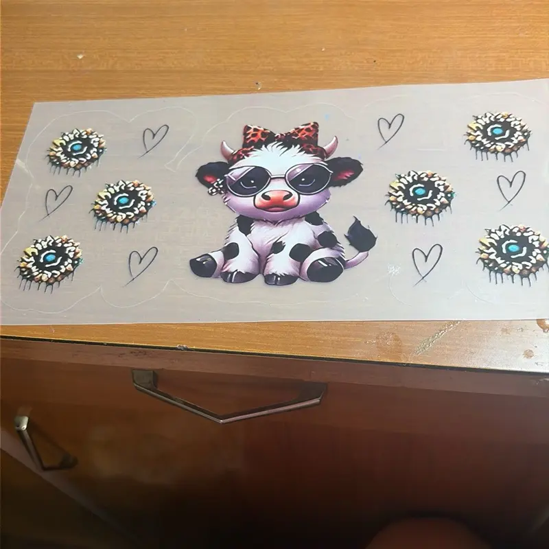 Cool Cow UV DTF Wraps, Durable Vinyl Adhesive Decals for Vehicle, Laptop, and Phone Customization