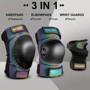 XINGDART Adult Protective Gear Set, 3-in-1 Knee Pads, Elbow Pads, Wrist Guards for Skateboarding, Roller Skating, Inline Skating, Scootering, Biking - Mixed Color, Buckle Closure, Nylon, Ages 14+ - 6 Piece Set