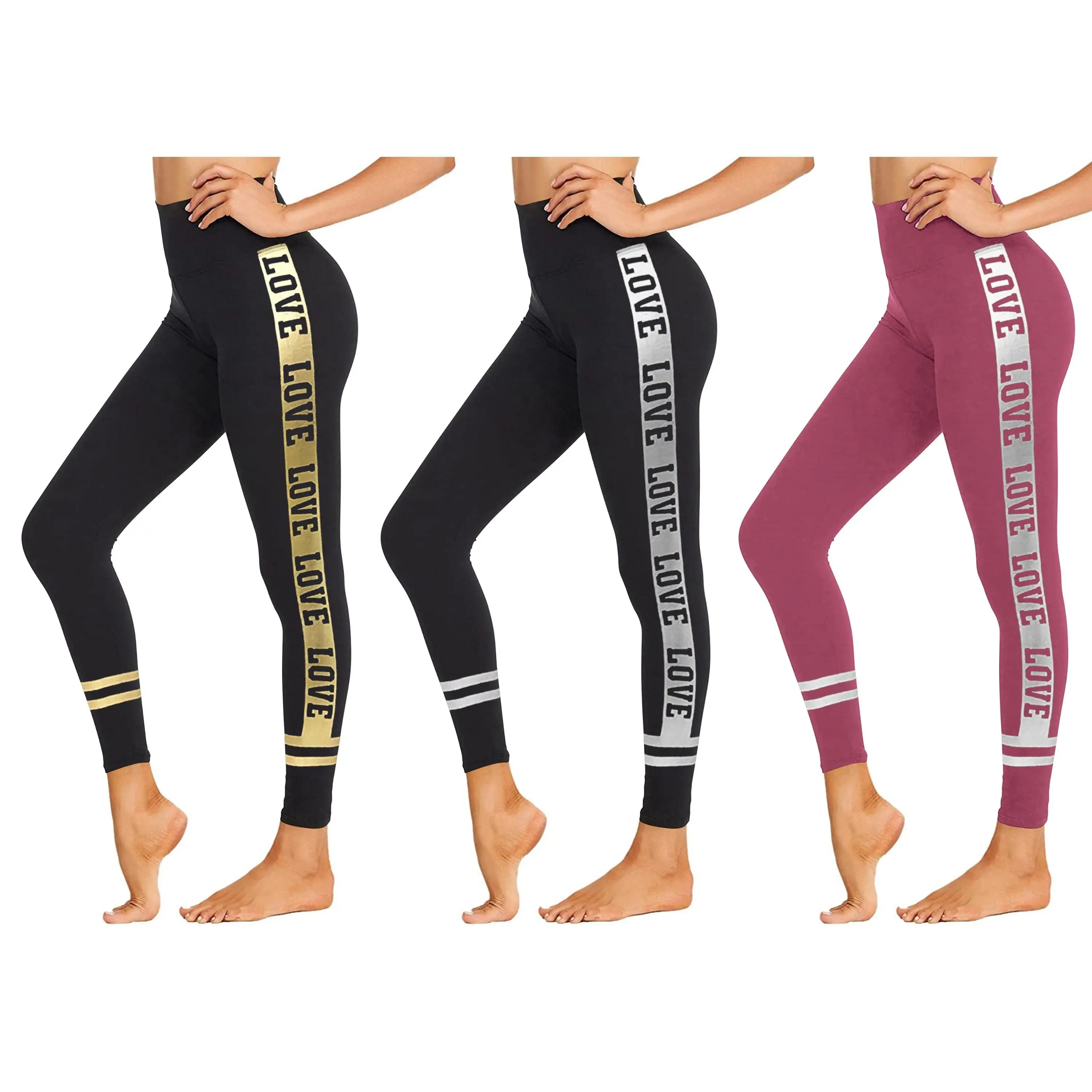 Women's Fitted High-Waist Leggings, Polyester Spandex Yoga Pants with Tummy Control, Squat-Proof & Quick Dry for Workouts