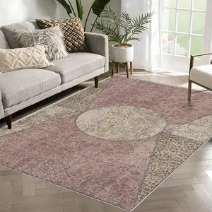Leopard Print Floral Pattern Area Rug, Lightweight Easy Clean Foldable Floor Mat, Washable Home Decor Carpet for Hallway Stairs Bedroom Kitchen