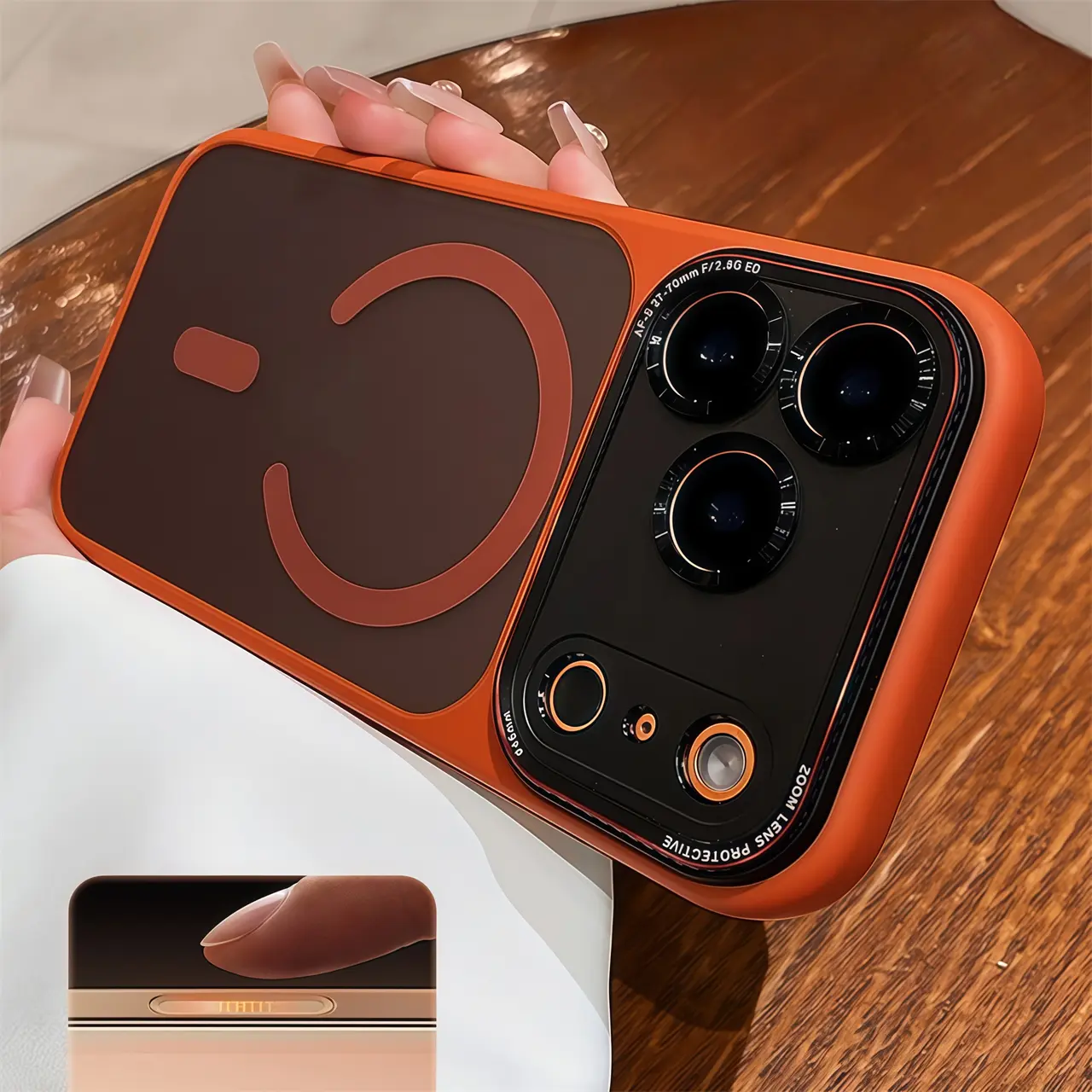 【 iPhone17 case 】Orange Lycra Scrub Liquid Skin Sense Magnetic Phone case iphone17 Pro Max 16 15 for iPhone case silicone soft shell TPU shockproof