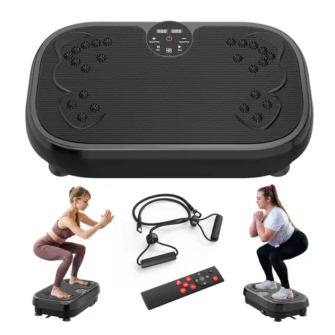 RELIFE Vibratory Plate Machine - Exercise Equipment for Home with 9 Auto Modes, 120 Speeds, Non-Slip Platform, Loop Bands, 330 lbs Capacity, Left-Right Oscillation, High-Frequency Vibrations for Whole Body Workout to Tone and Strengthen Muscles