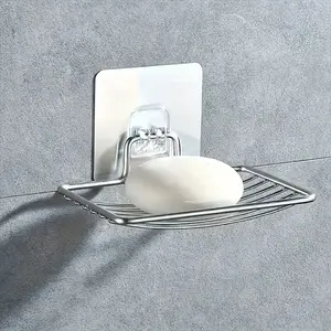 Stainless Steel Wall-Mounted Soap Box Set, Soap Dish Holder, No Drilling Required, Space-Saving Bathroom and Kitchen Storage Rack, Ideal for use with soap, toothbrushes, and personal care items