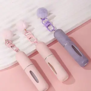 5ML Portable Perfume Bottle for Girls, Hanging Bag Accessory Hook, Cute Fur Ball Decoration, Spray Bottle, Travel Fragrance Pouch