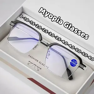 2024 Stylish Half Frame Myopia Glasses Metal Trend Fashion Anti-blue Light Near Sight Eyewear Women Short-sighted Eyeglasses