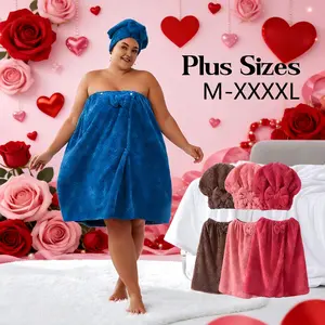 3-Piece Bathrobe Set, 1 bath wrap +1 hair towel+1 Exfoliating Gloves, Adjustable Fit M-Xxxxl, Thickened Design, Ideal for Home, Travel, Sauna, Spa