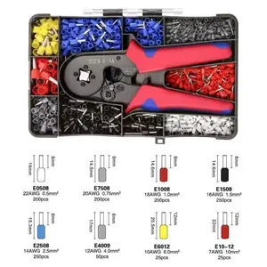 Ferrule Crimping Tool Kit,Wire Ferrule Kit Crimper Connectors，4 corners Self-adjustable AWG23-7 gauge 1300PCS Ferrules Electrical Terminal，Crimpers Tools Pin Terminals Ratchet Pliers for Audio,Car,DIY
