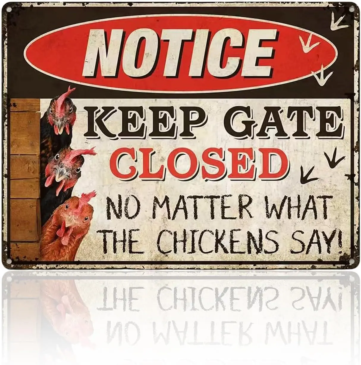 Vintage Metal Signs Chicken Coop Signs, Funny Chicken Gifts, Farm Tin Signs for Home Chicken Coop Farmhouse Kitchen Garden Decor, Keep Gate Closed 8 X 12 Inch
