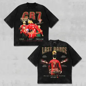 Cristiano Ronaldo CR7 Last Dance Shirt Acid Washed, Vintage Portugal One Last Dream Final Chapter Graphic Tee, Retro World C 2026 Bootleg Tshirt, Acid Wash Grunge Football Streetwear, Unisex Casual Heavyweight Tops