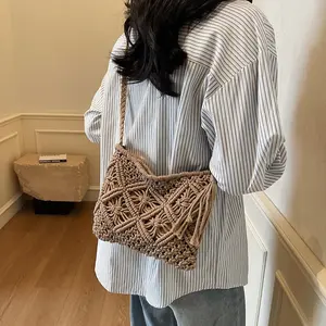 Women's Knitted Bags 2026 New Fashionable Versatile Shoulder Bag Crossbody Bag Casual High-End Woven Straw Handbag for Everyday Use